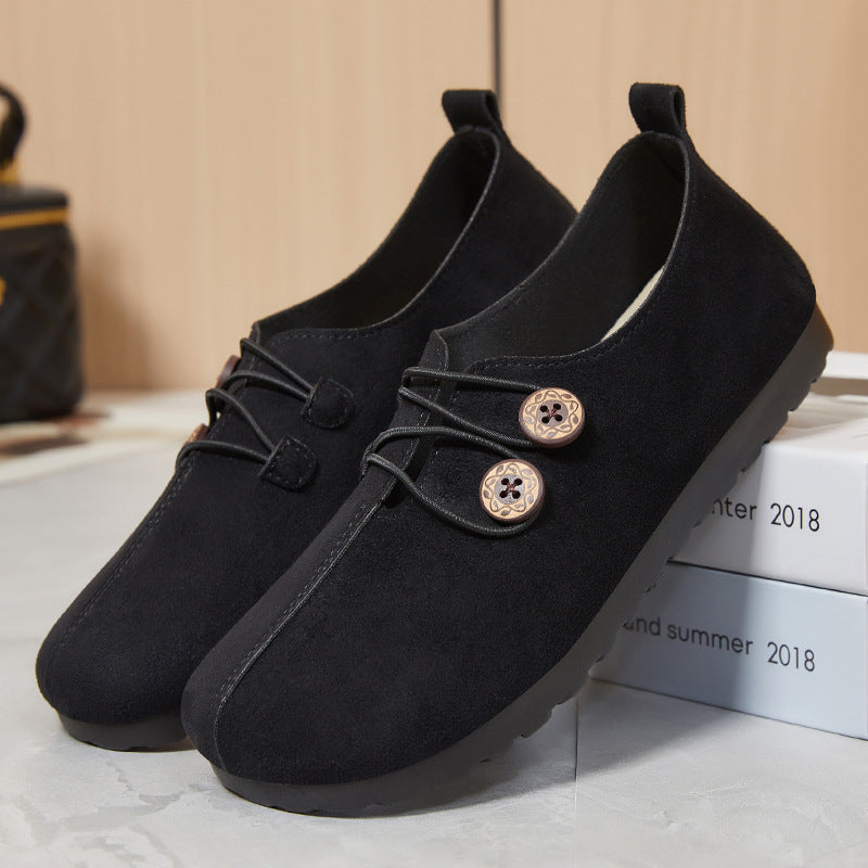 Femme Bekvemme Suede Slippers med Justerbar Lås Stilla