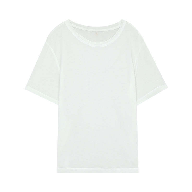 Dame afslappet oversized T-shirt lavet af høj kvalitet bomuldsblanding med bred rund halsudskæring Stilla