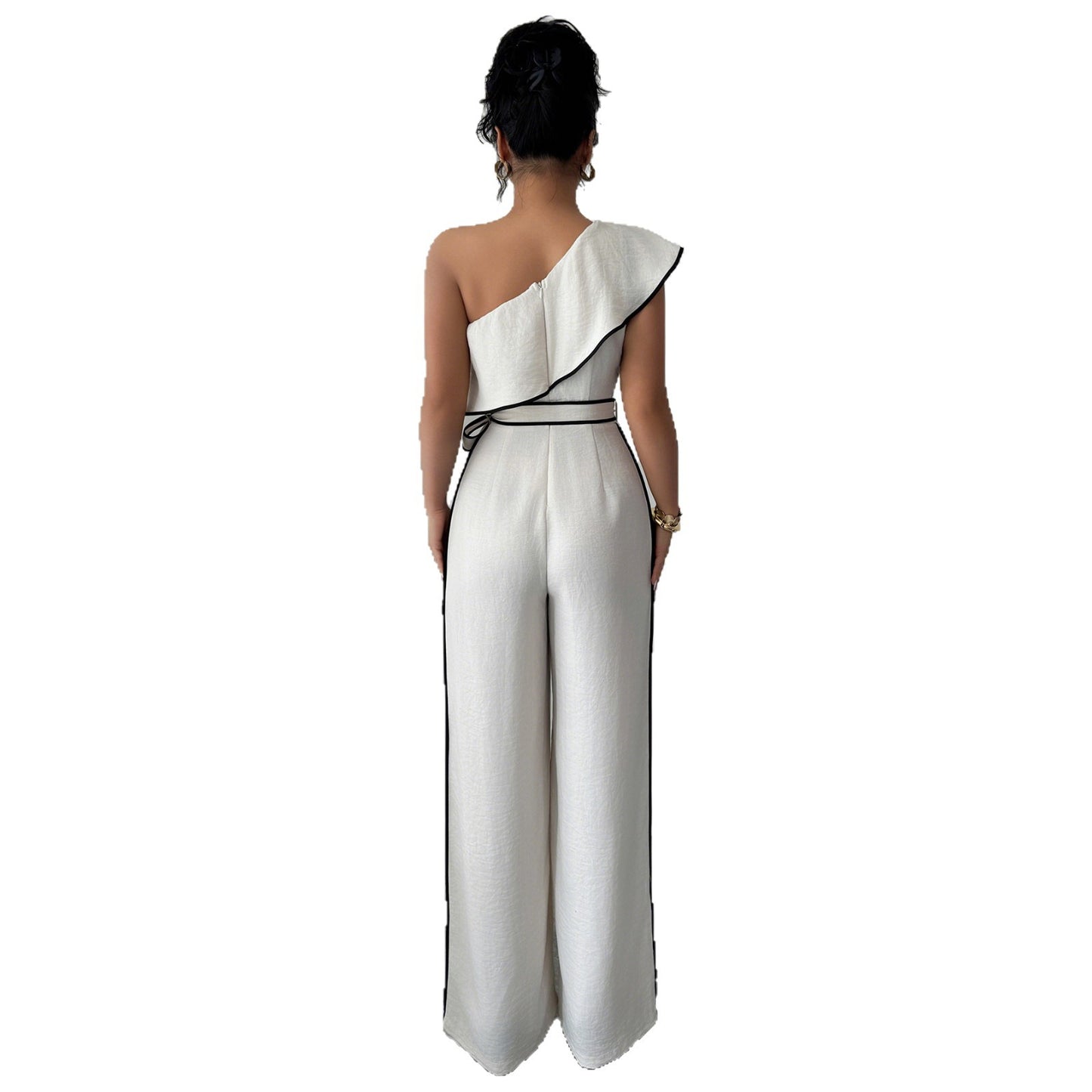 Dame elegant en-skulder jumpsuit med brede bukser Stilla