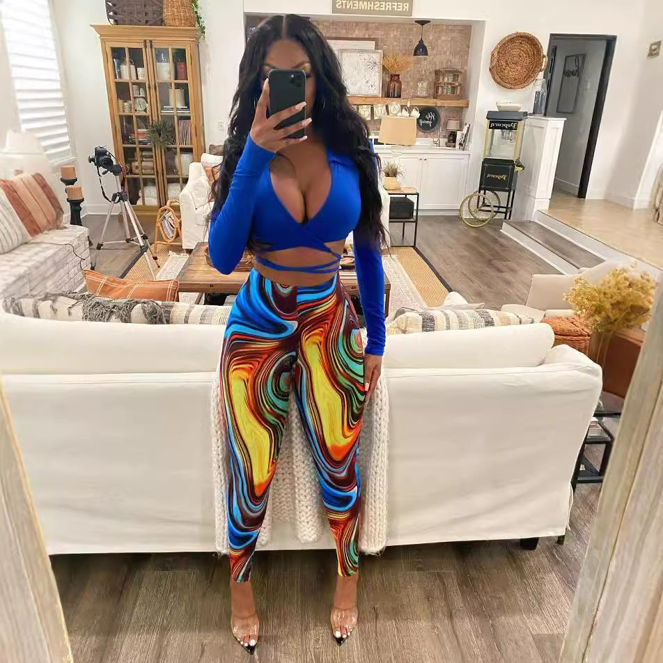 Dame Trendy Crop-Top med figursyede Leggings Stilla
