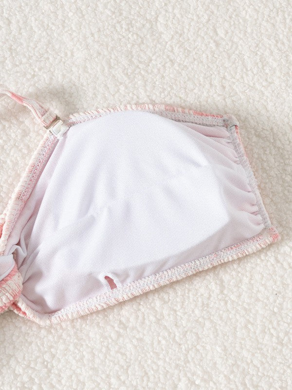 Dame Cut-Out Rynkning Bandeau Bikini Sæt Stilla