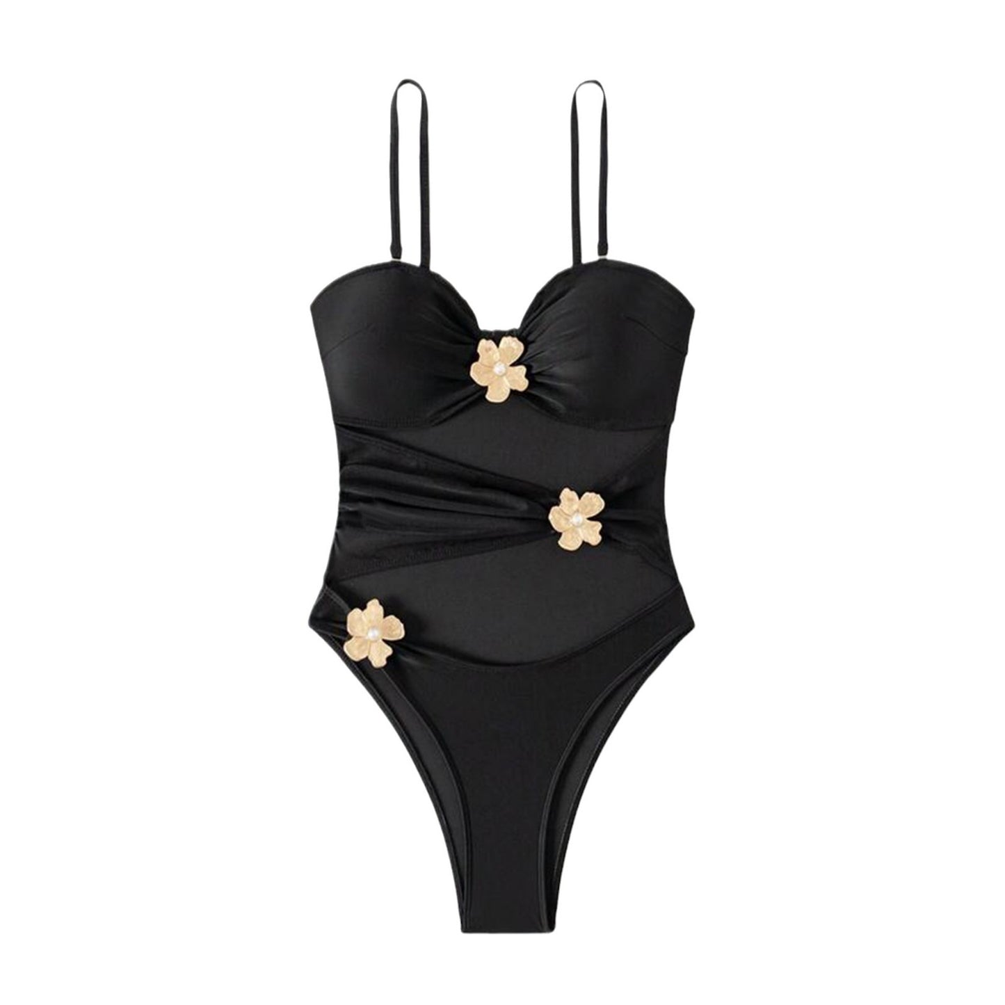 Dame elegant en-delt badedragt med florale accenter og smagfulde cut-outs Stilla