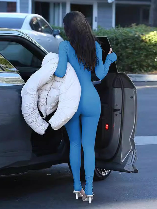 Dame Figurtilpasset Langærmet Jumpsuit lavet af åndbart materiale Stilla