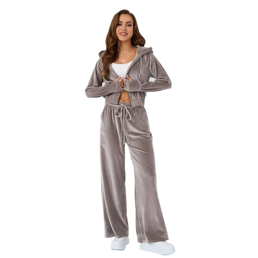 Stilla | Cozy Silver Fox Velvet Hoodie Snor Bukser Sæt