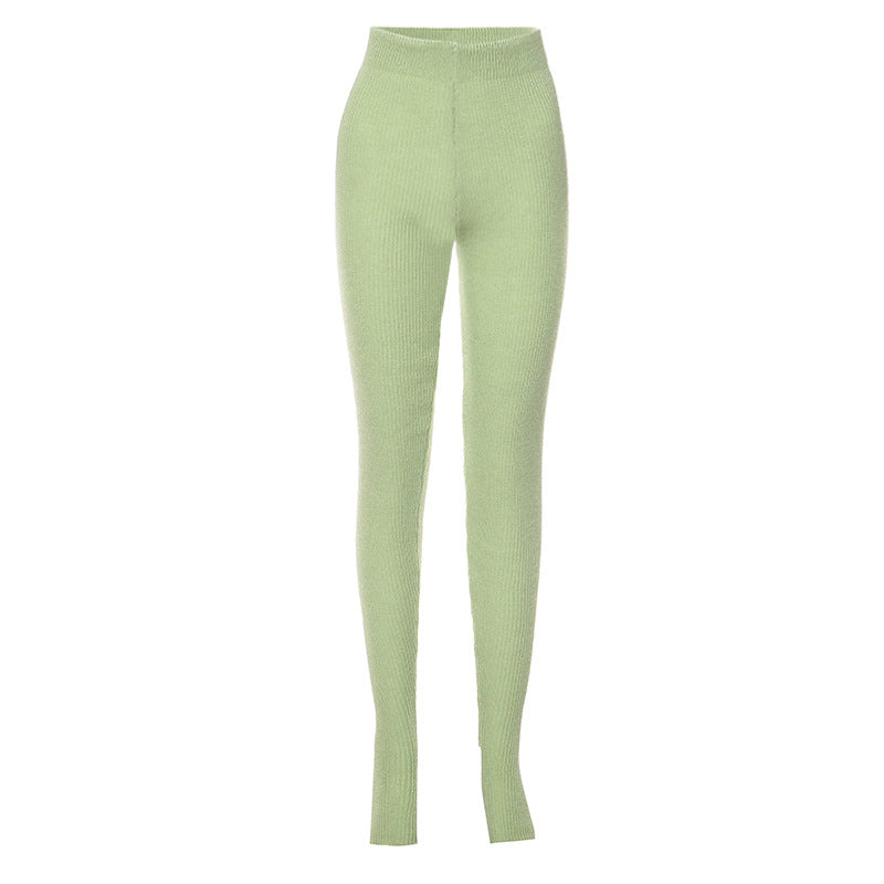 Dame strik leggings med høj talje og elastisk materiale Stilla