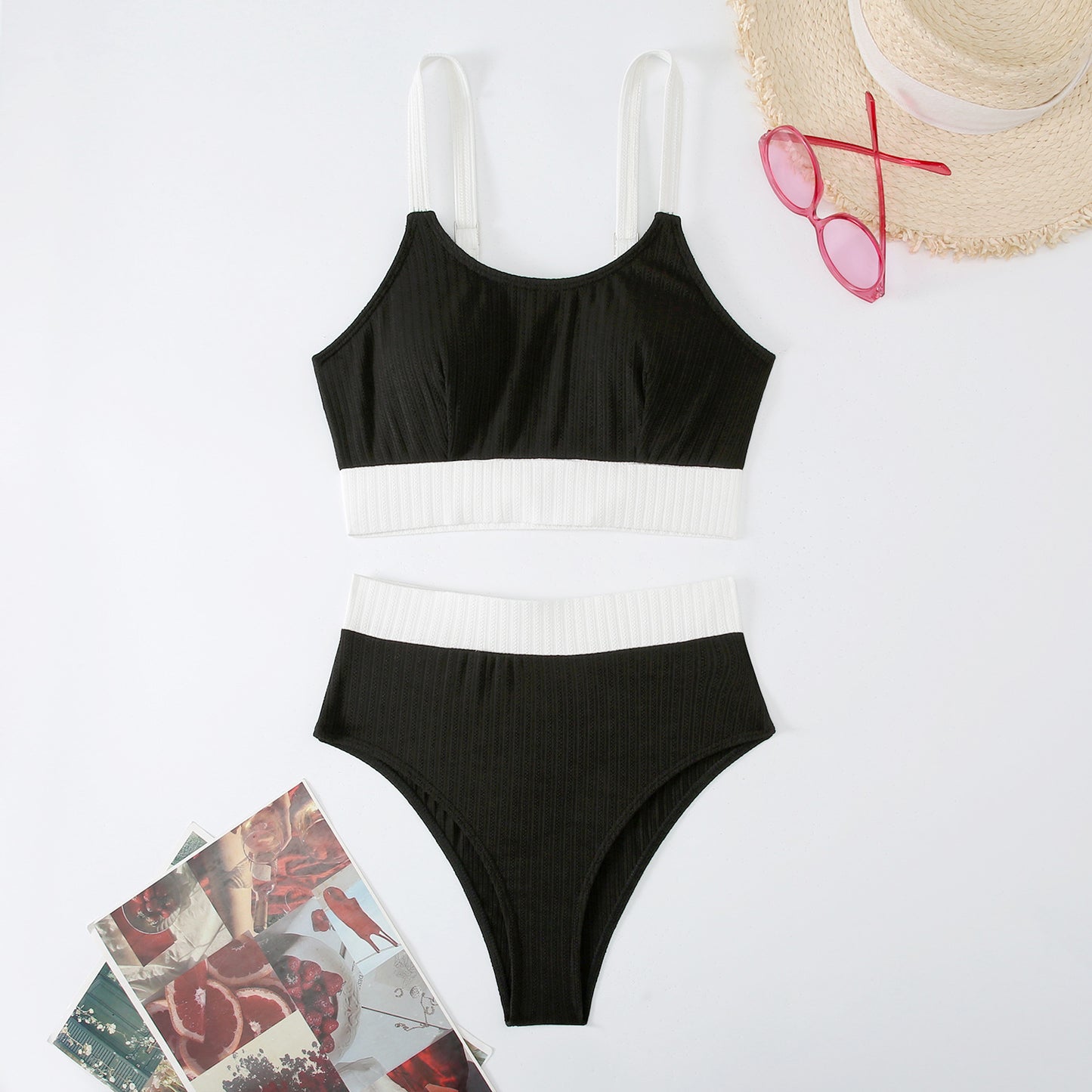 Dame Ribbet Bralette og Høj Talje Underdele Sæt Stilla