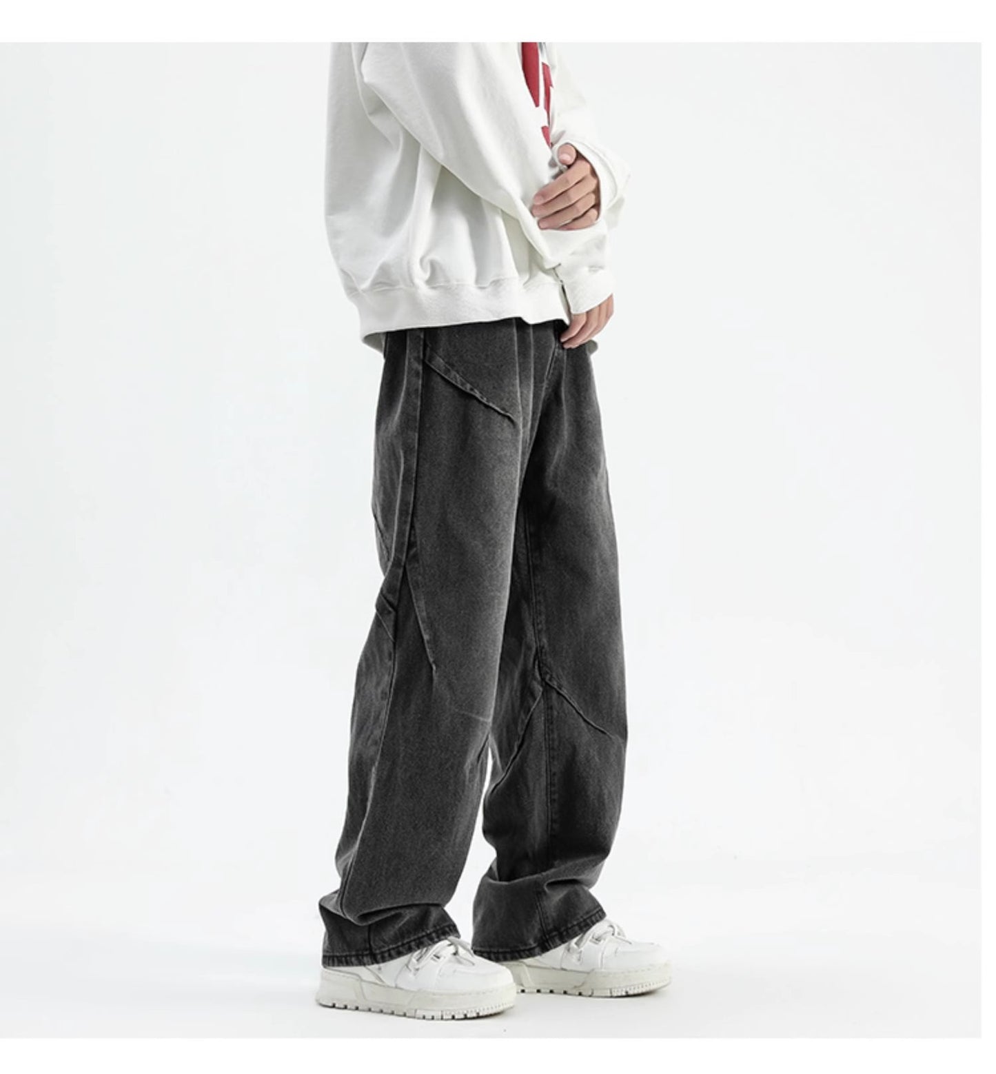 Herre afslappede baggy jeans med unikke syninger og en behagelig pasform Stilla