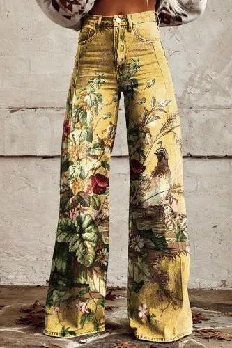 Stilla | Casual Floral Bred Bukser