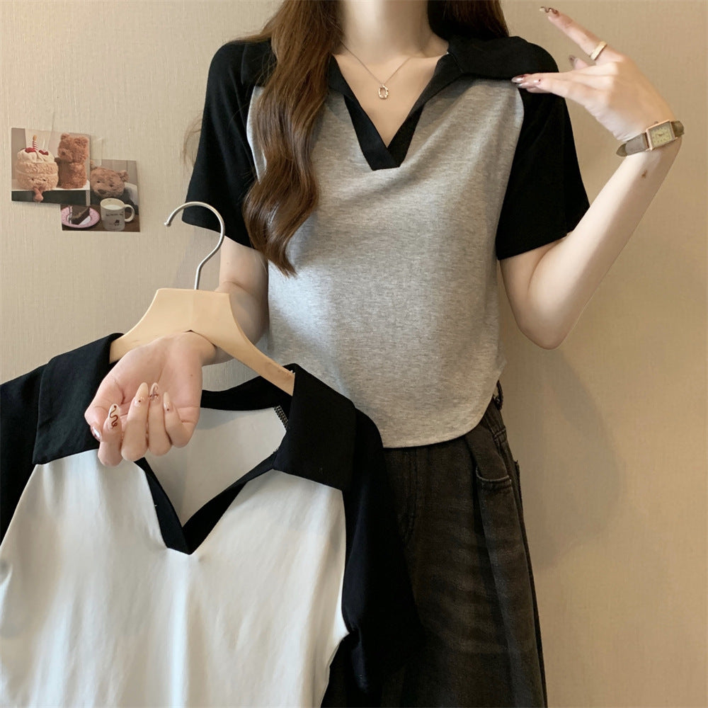 Femme Chic Farveblok Polo T-Shirt Stilla