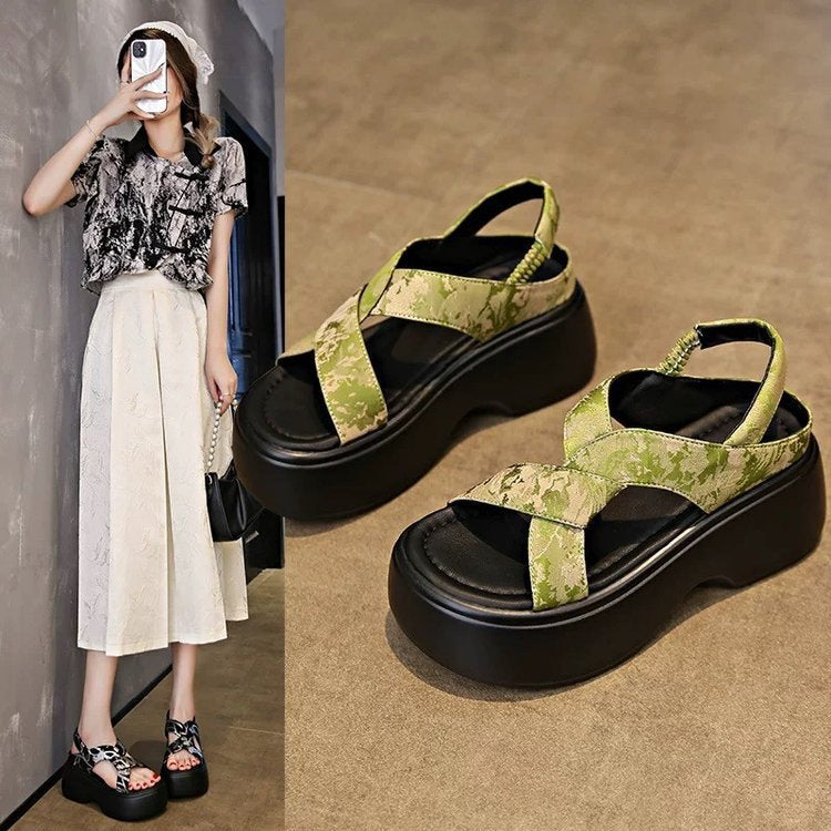 Dame plateau-sandaler med orig huile knude-design og komfortabelt fodsenge Stilla