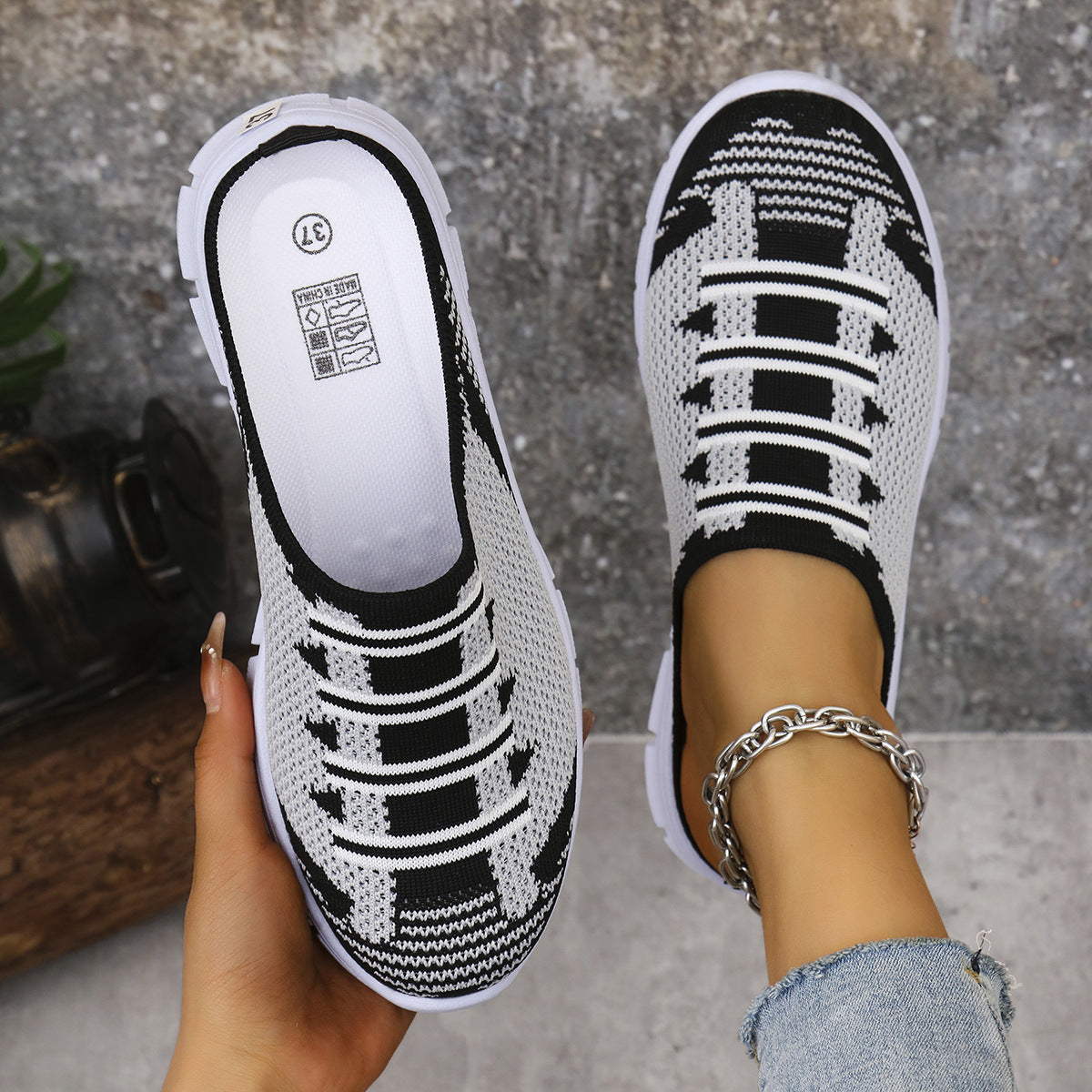 Dame Åndbare Slip-On Sneakers med fleksibelt Overmateriale og skridsikker Sål Stilla