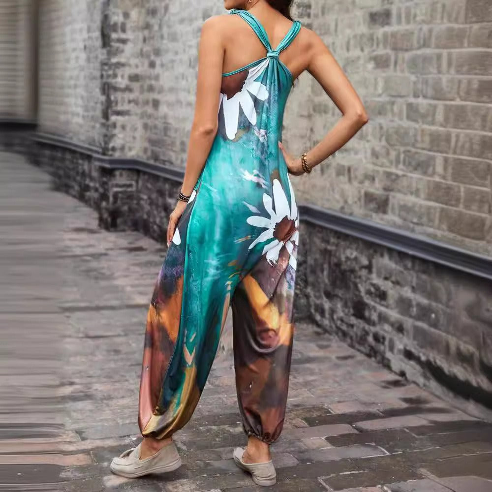 Dame jumpsuit med elegant blomsterprint og afslappet snit Stilla