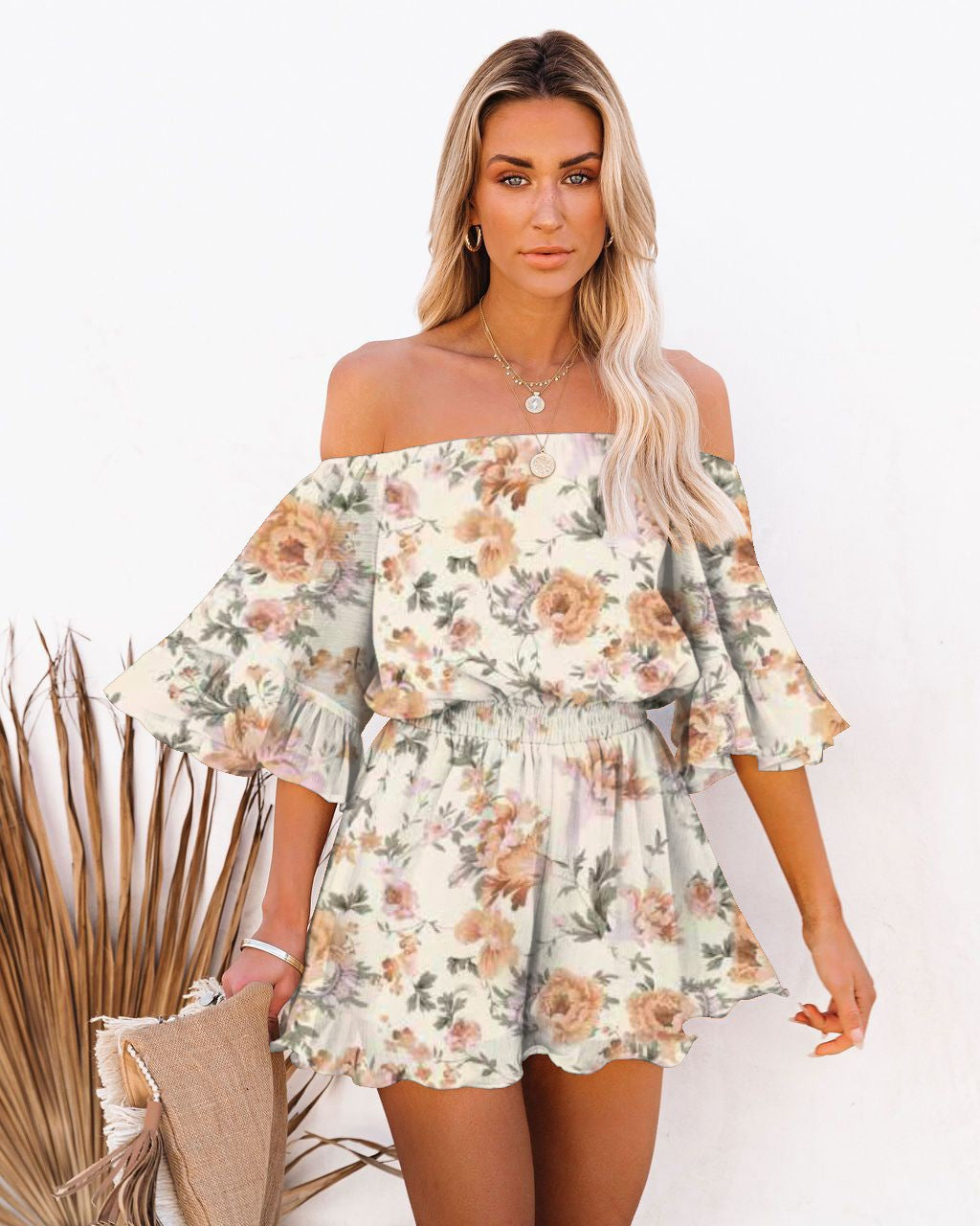 Dame Off-Shoulder Jumpsuit med voluminøse Rüschensleeves Stilla