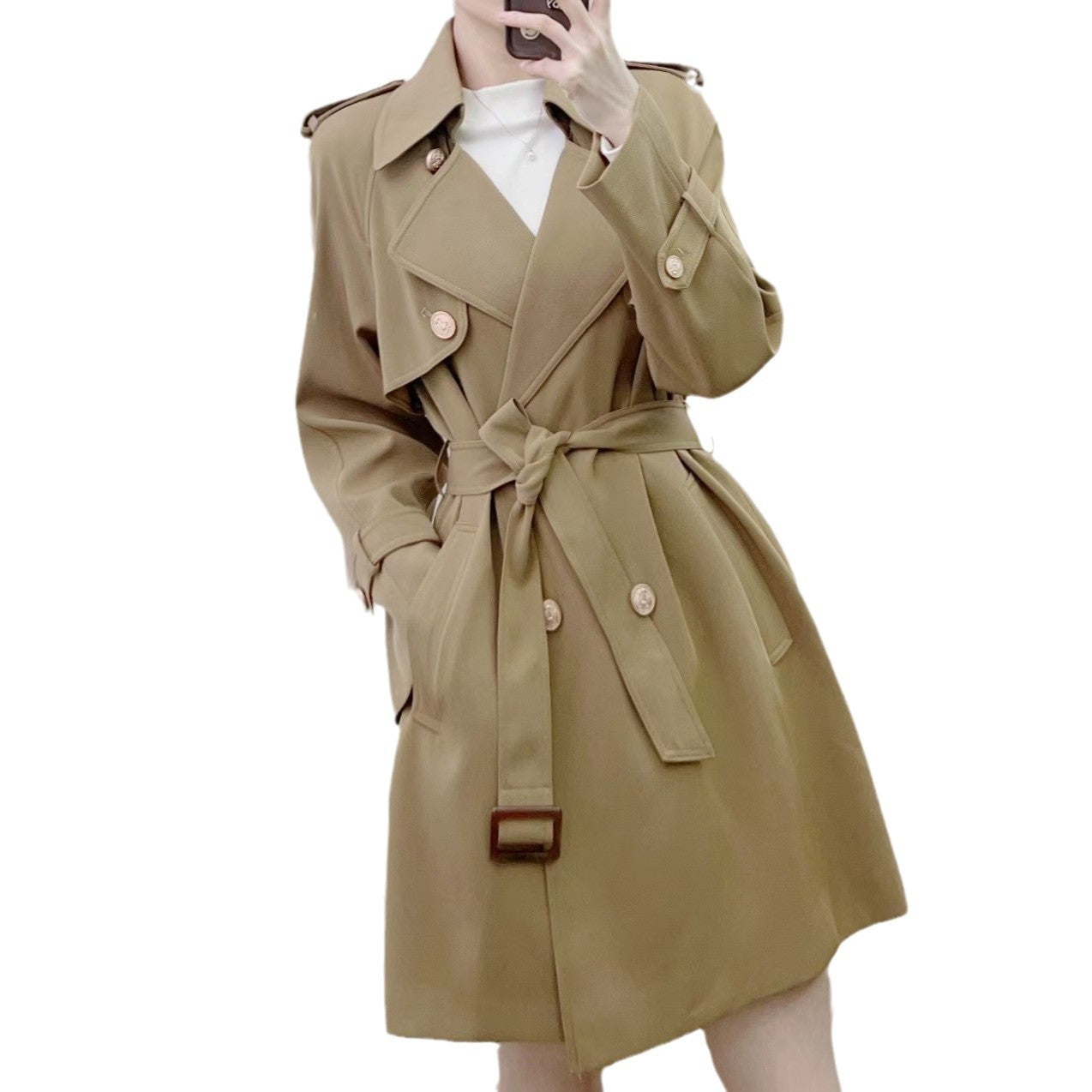 Dame elegant trenchcoat med praktiske lommer og stilfuldt bælte Stilla