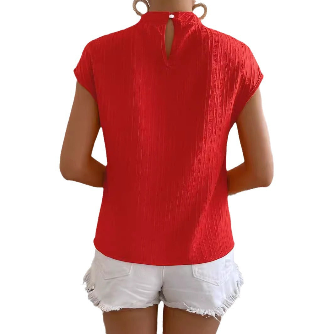 Dame Elegant Bluse med knapdetalje og struktureret stof Stilla