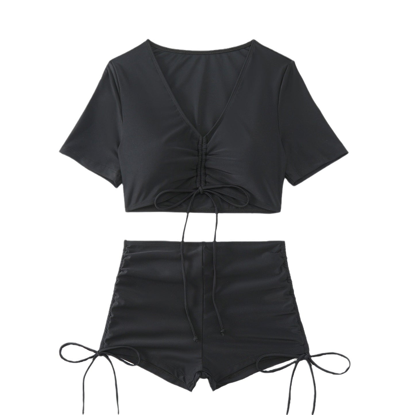 Dame Cropped Badetop og højtskåret Shorts-sæt Stilla