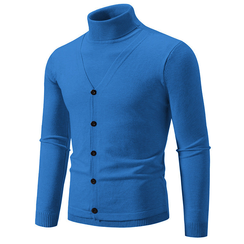 Herrer cardigan med højstående krave og knaplukning Stilla