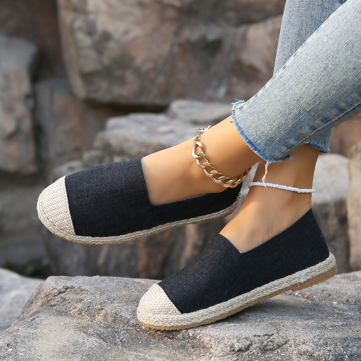 Dame espadriller med naturlig jute sål og elegant overmateriale Stilla