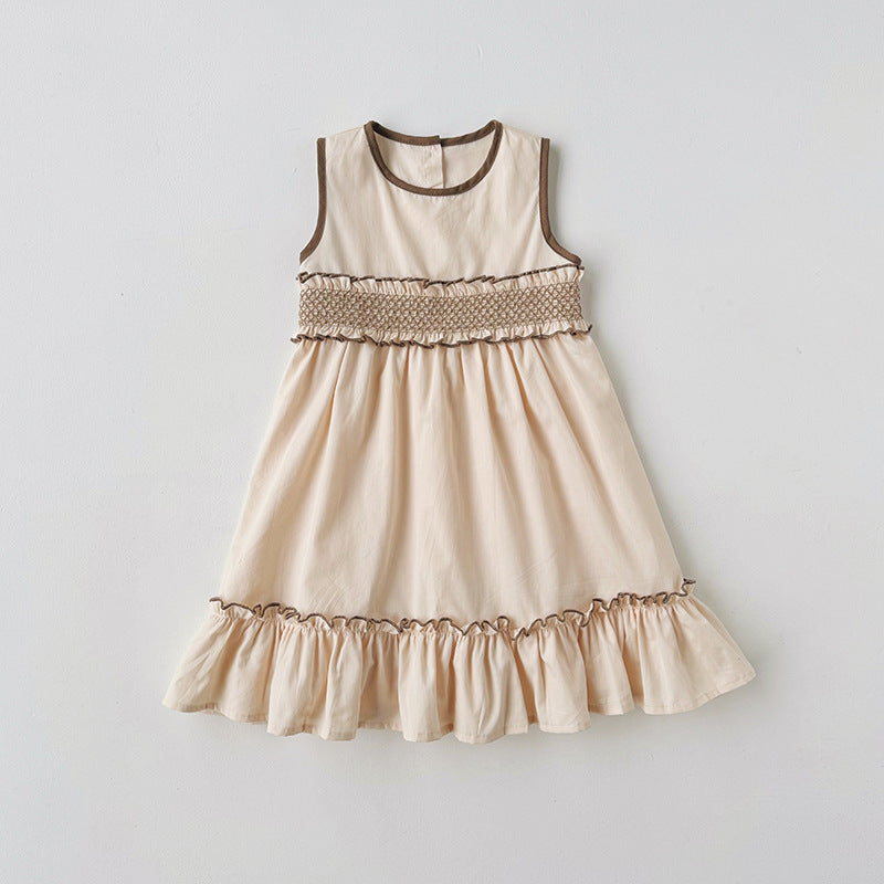 Pige Smocked A-linje Sundress med Rüschensaum Stilla