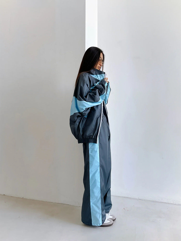 Stilla | Trendy Kontrast Cardigan Top Bukser Sportsdragt