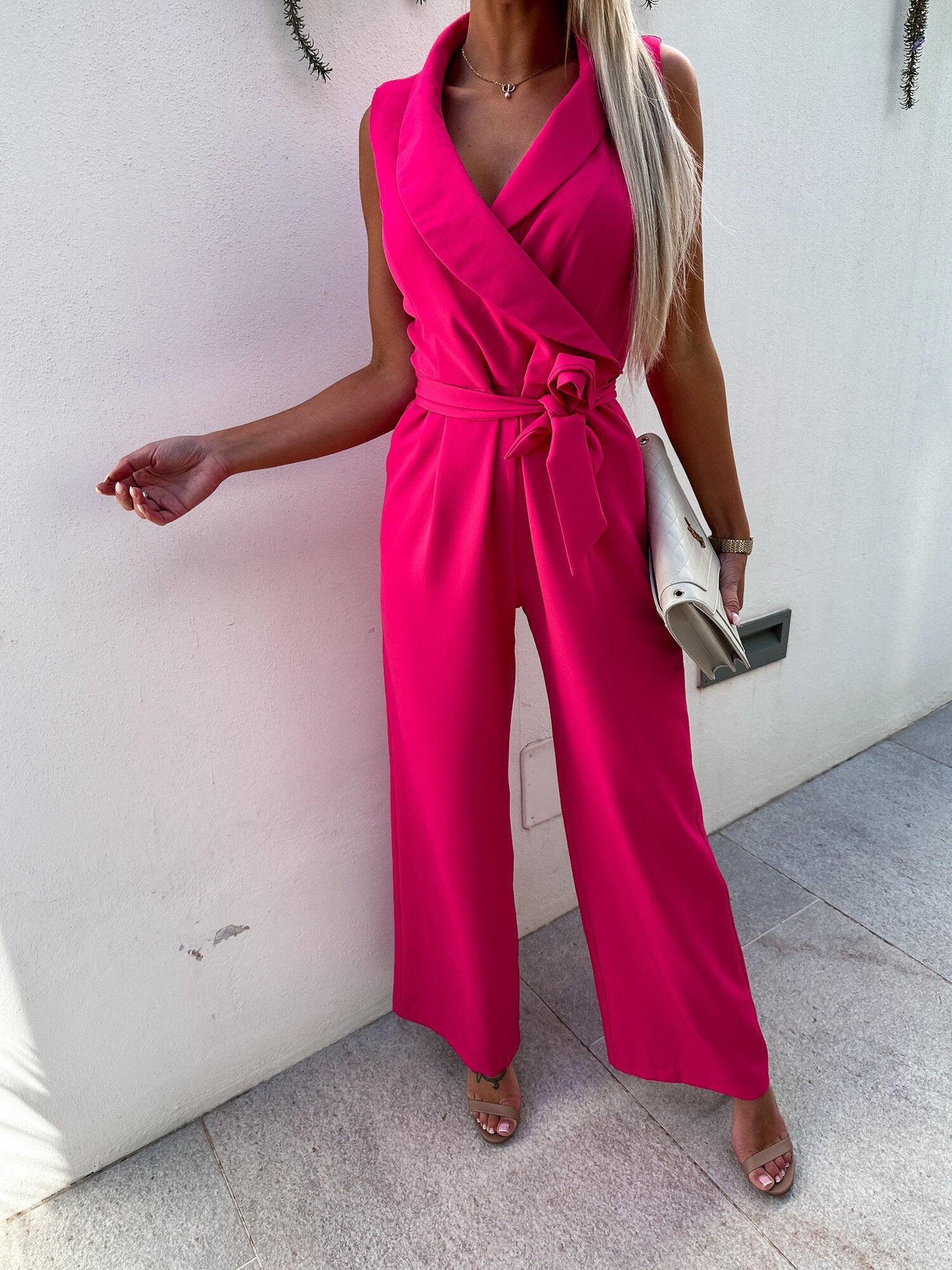 Femme Eleganter Bredbens Jumpsuit med Bæltevask Stilla