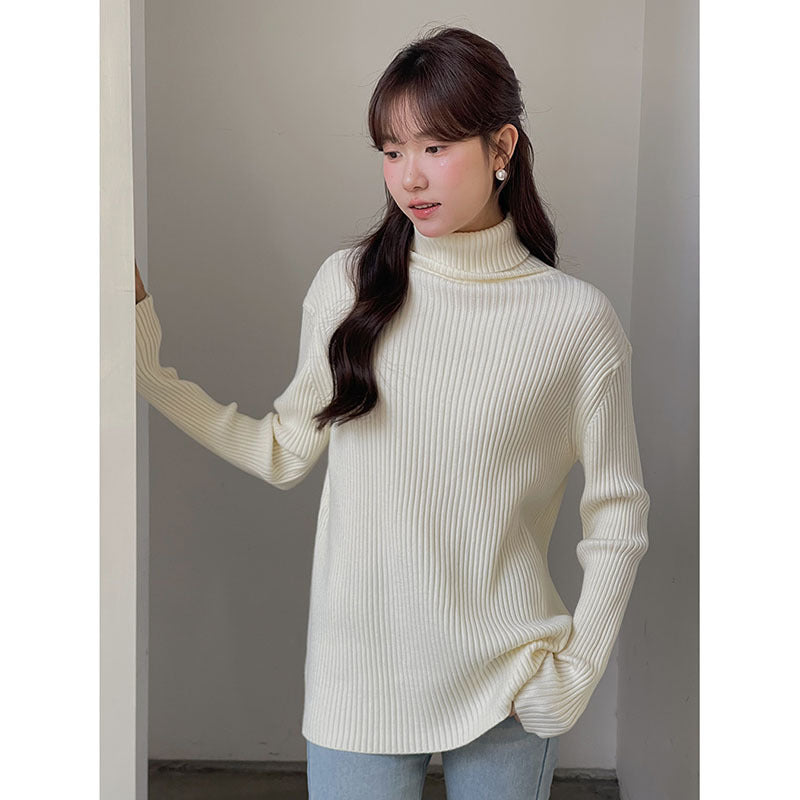 Dame afslappet rullekrave sweater med fin ribstrik og oversized pasform Stilla