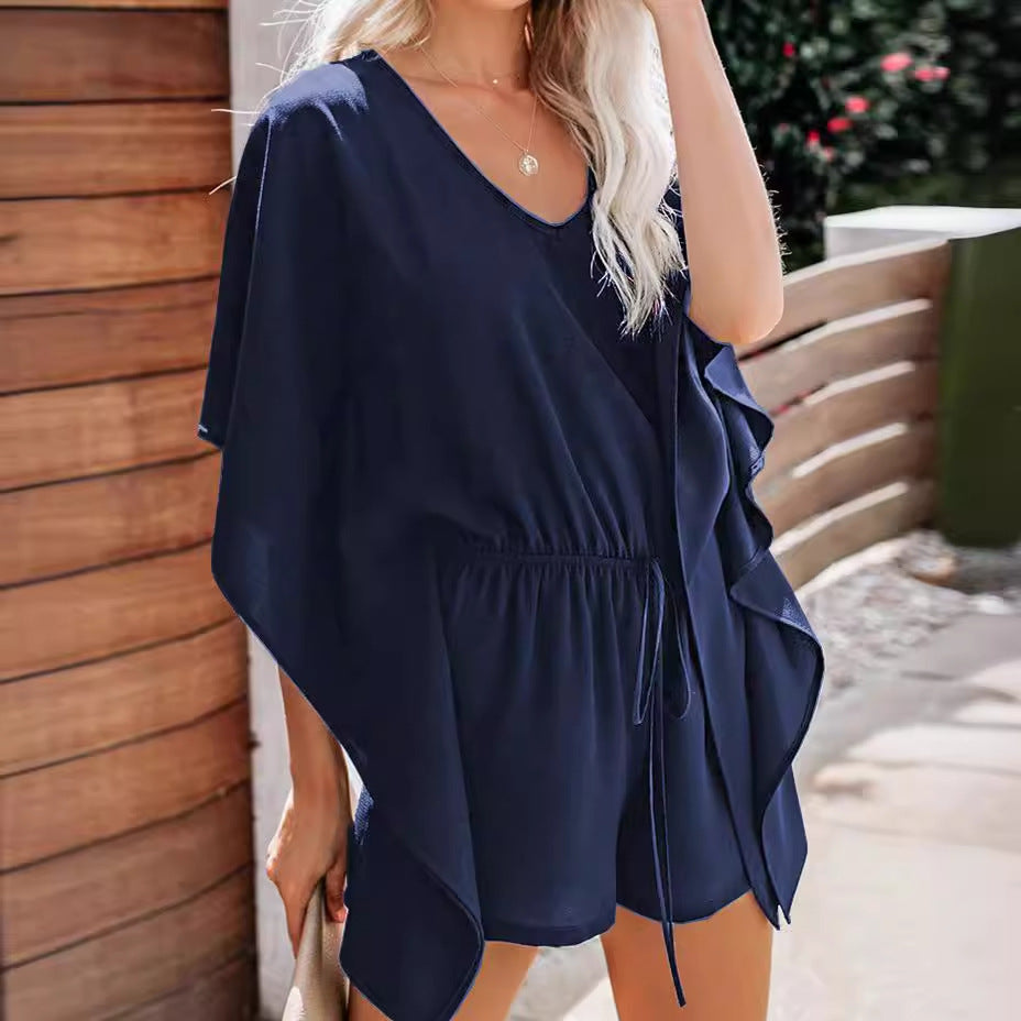 Dame luftigt Kaftan-kjole med elastisk talje Stilla