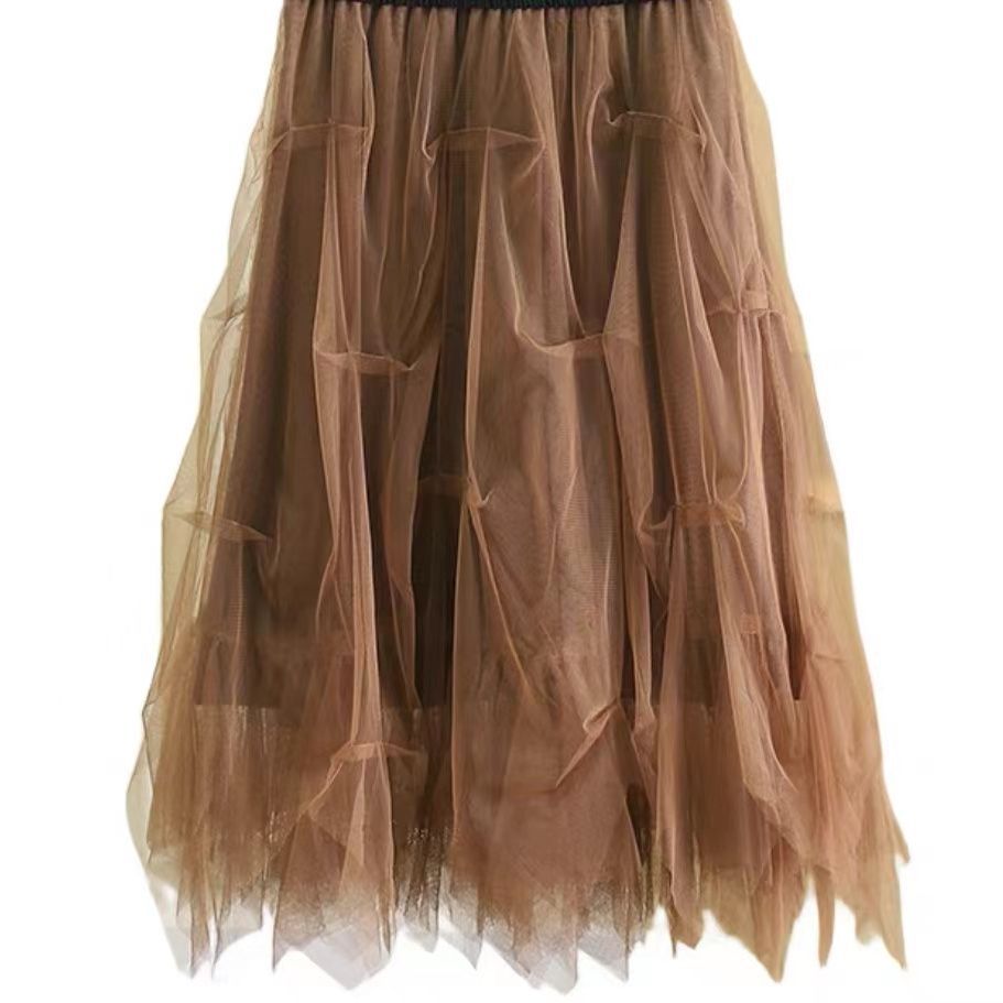 Dame chiffon tyl nederdele med flydende snit og elastisk talje Stilla