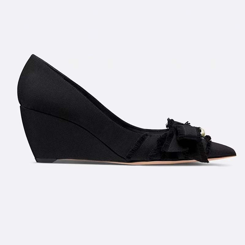 Femme Wedge Heel Spidssko med dekorative sløjfe detaljer Stilla