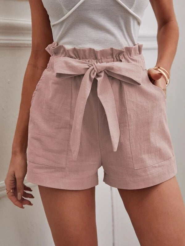 Dame højtaljede shorts med bundet detalje Stilla