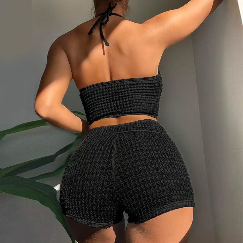 Dame Sporty Bikini-sæt med højt skåret top og knyttet detalje Stilla
