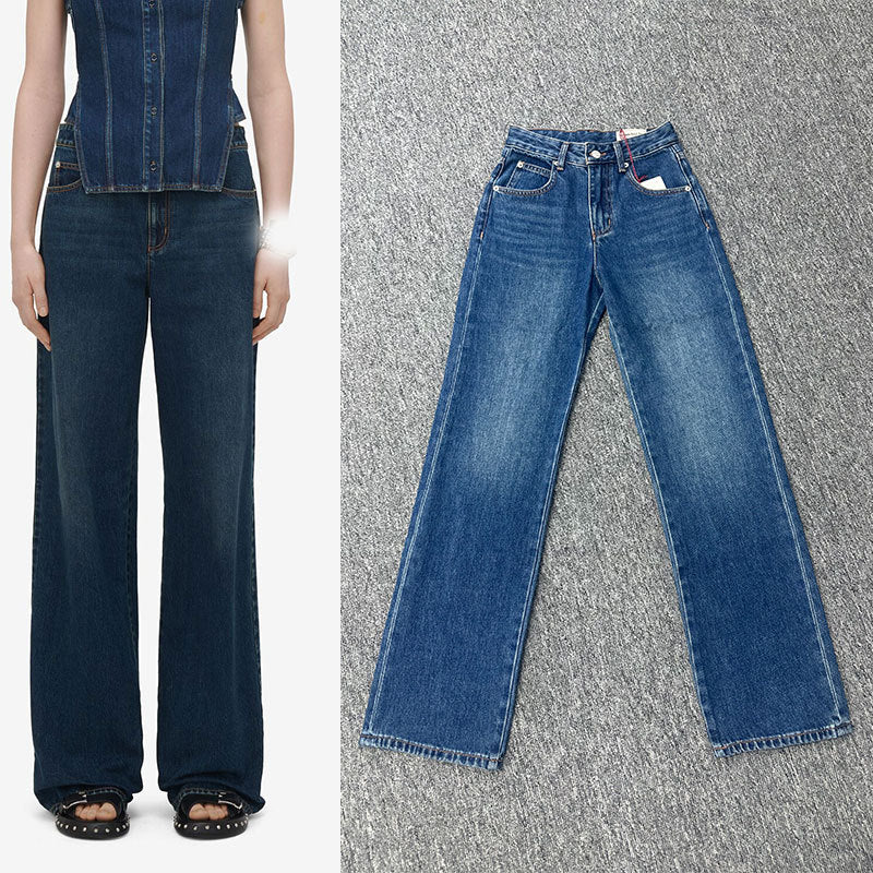 Dame Stretch-Jeans med høj talje og komfortabel indvendig linning Stilla