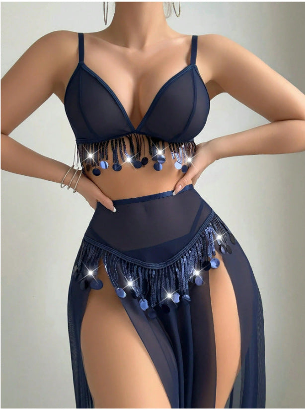 Dame Gennemsigtig Frynse Bodysuit Sæt Stilla