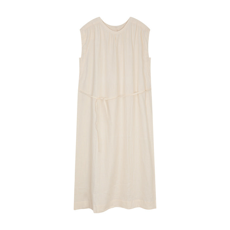 Dame afslappet maxikjole med elastisk taljebånd og justerbart bælte Stilla