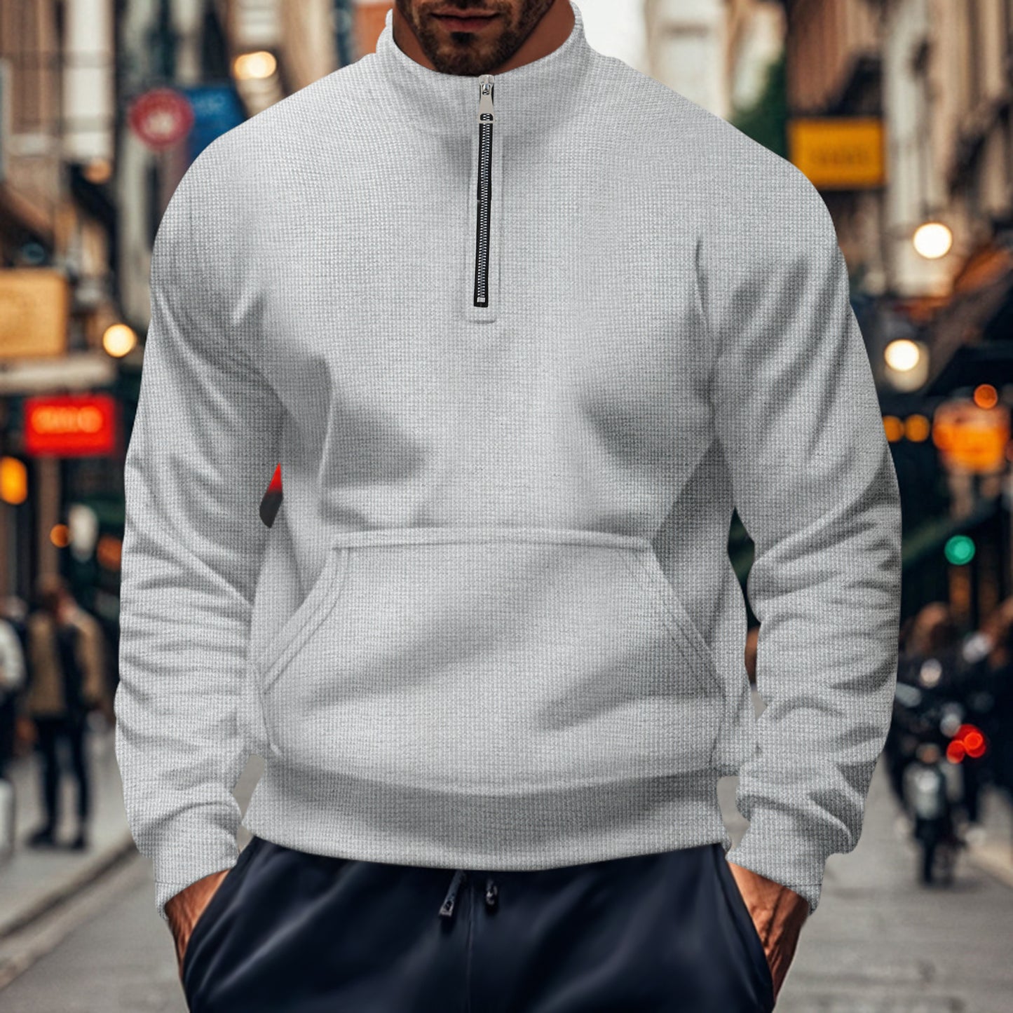 Herrer sportiv sweater med ståkrave Stilla