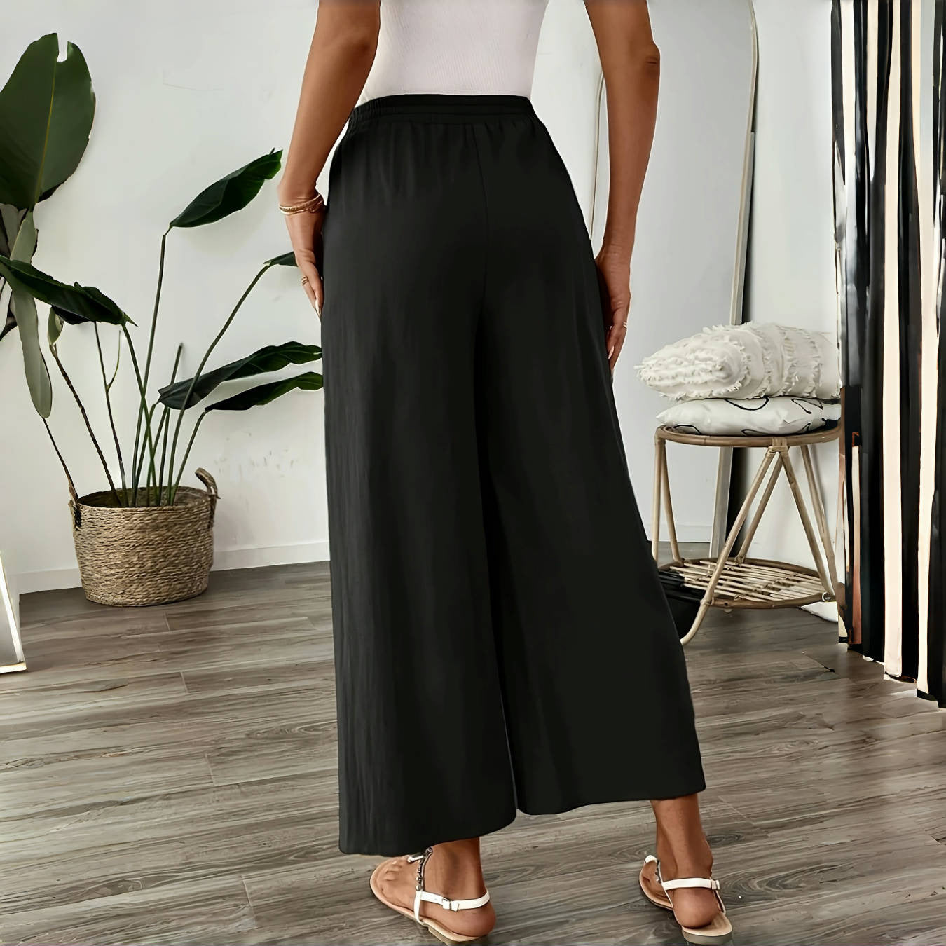 Dame brede chinos med elastisk bund Stilla