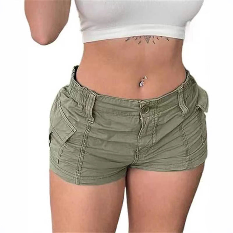 Dame Korte Cargo-Shorts med elastisk taljebånd og praktiske lommer Stilla