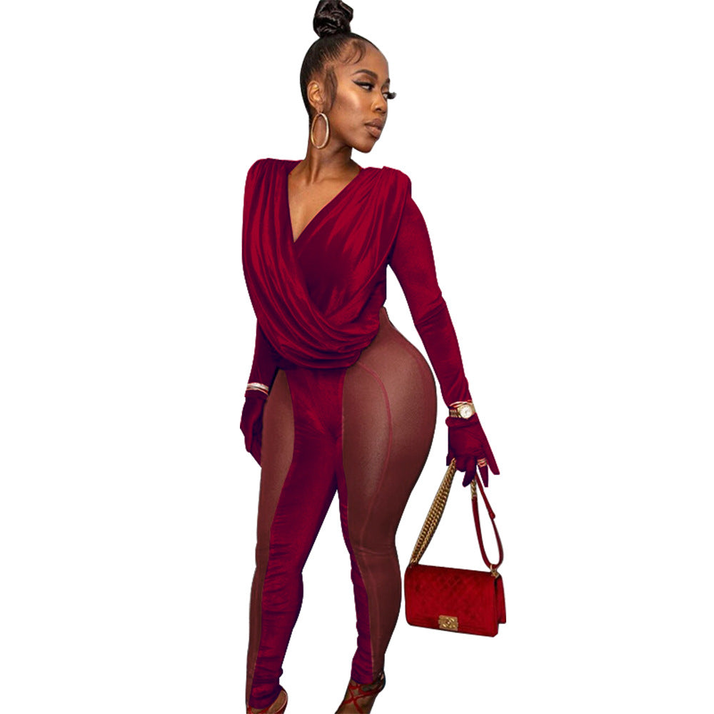 Dame Draperet Jumpsuit med lange ærmer og elegant snit Stilla