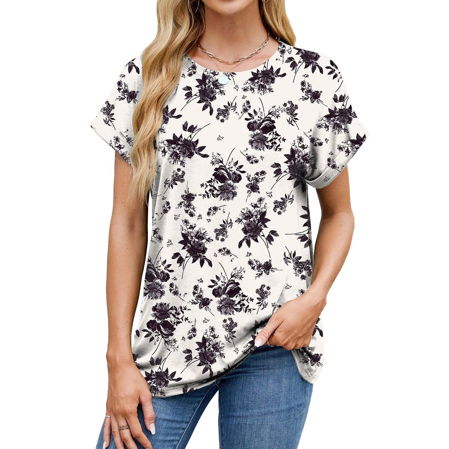 Stilla | Casual Rund Hals Loose Kort Ærme T-Shirt