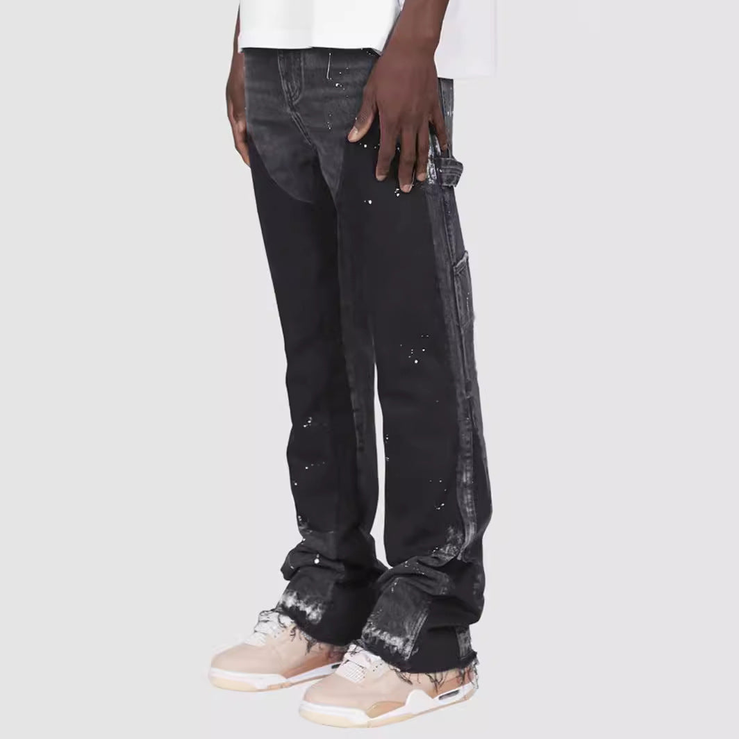 Herre Relaxed Fit Cargo-Jeans med individuelle vaskninger og lommer Stilla