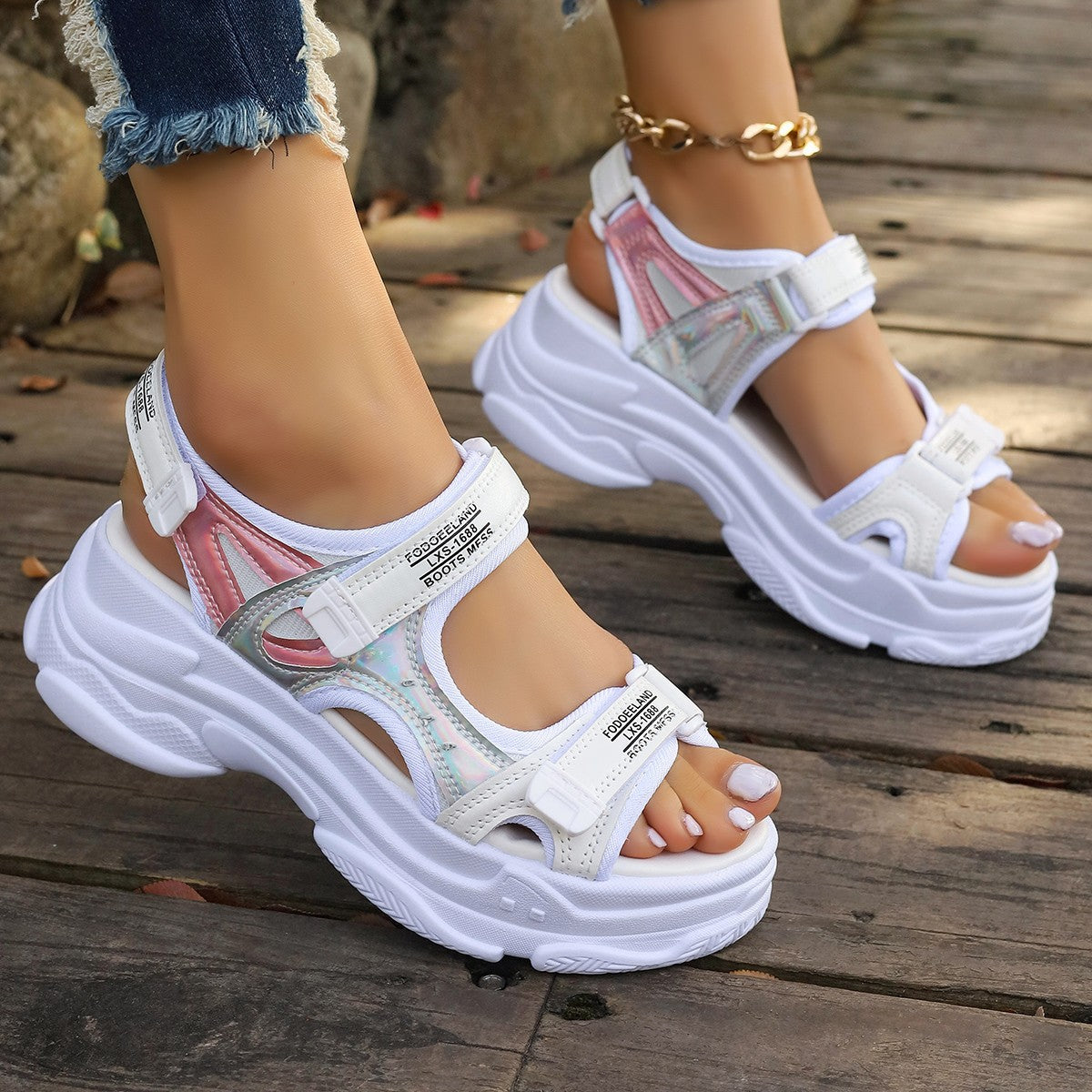 Dame Sporty Sandaler med justerbare remme og polstret sål Stilla