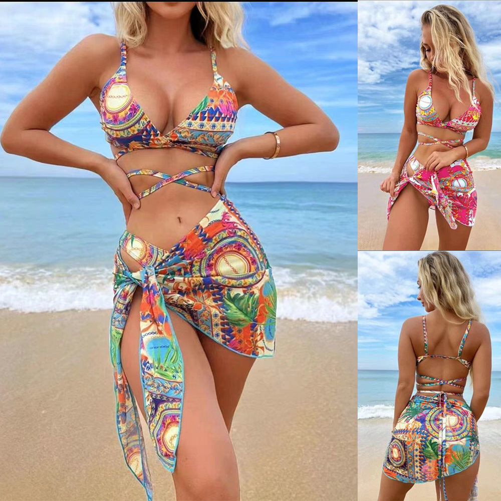 Dame Bikini-sæt med elegant indpakningsdesign og moderne sløjfer Stilla
