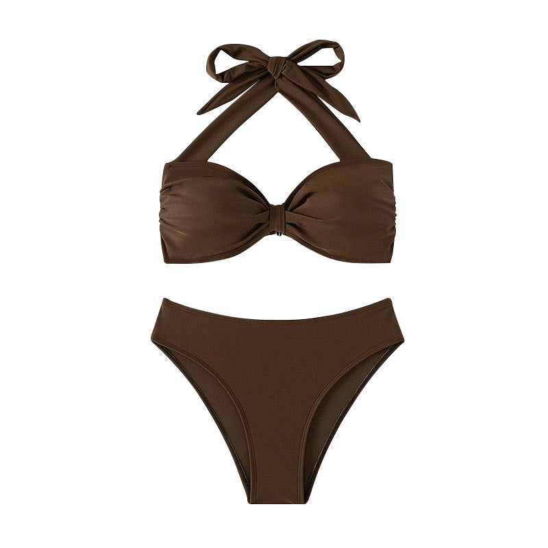 Dame Bikini-sæt med stilfuld knude-design og højtaljede underdele Stilla