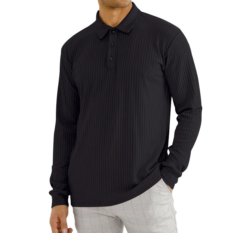 Herrer Langærmet Poloshirt med struktureret overflade og moderne krave Stilla