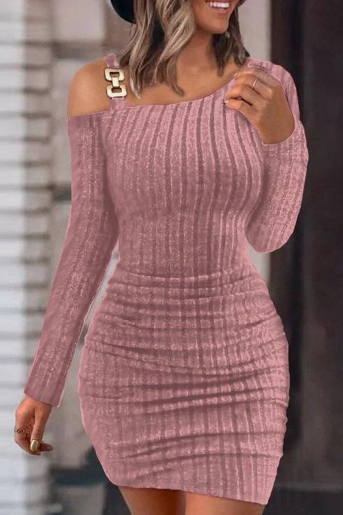 Stilla | Off-shoulder Skrå Krave Stram Kjole