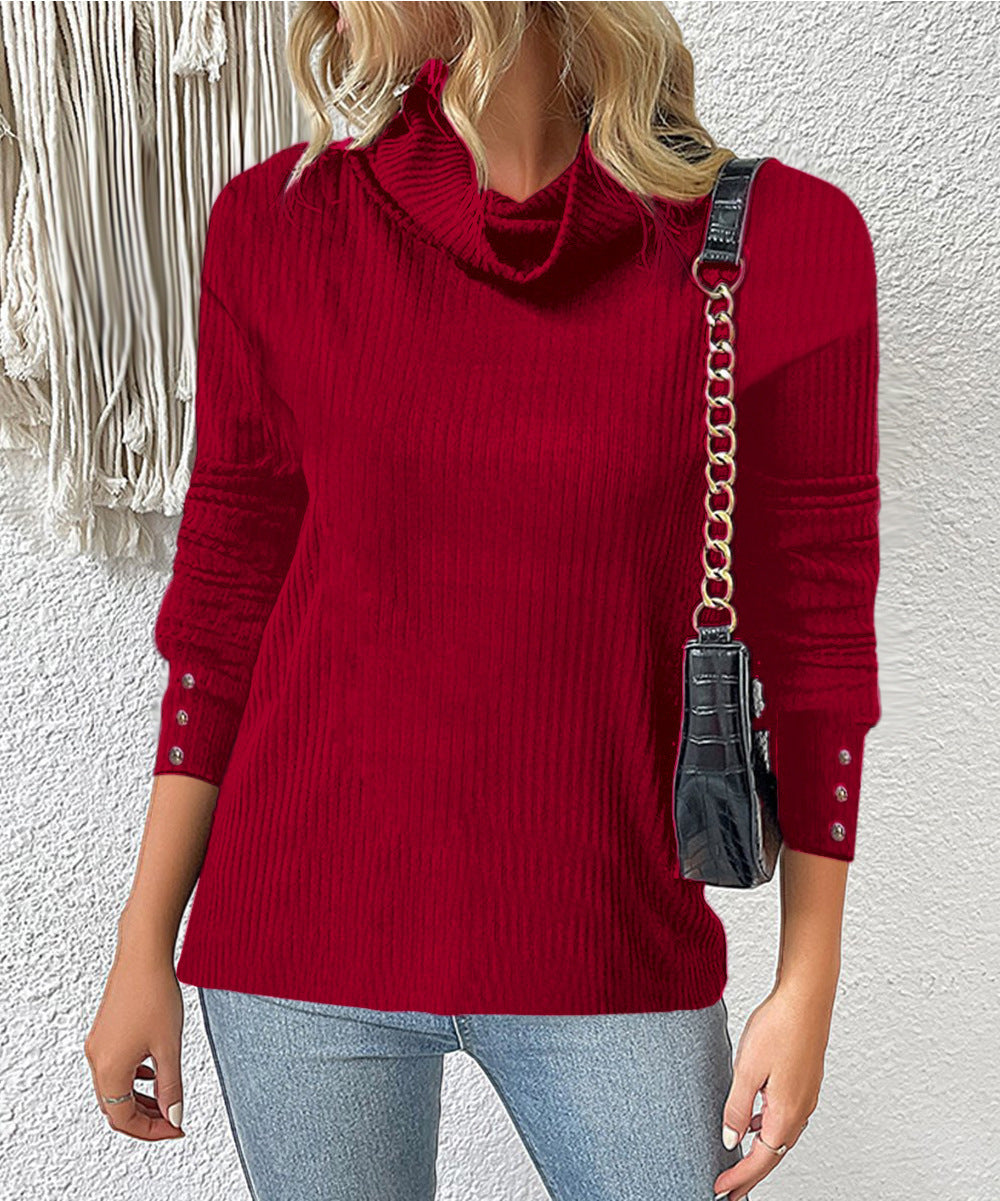 Stilla | Afslappet Langærmet Turtle Neck Solid Bluse Top