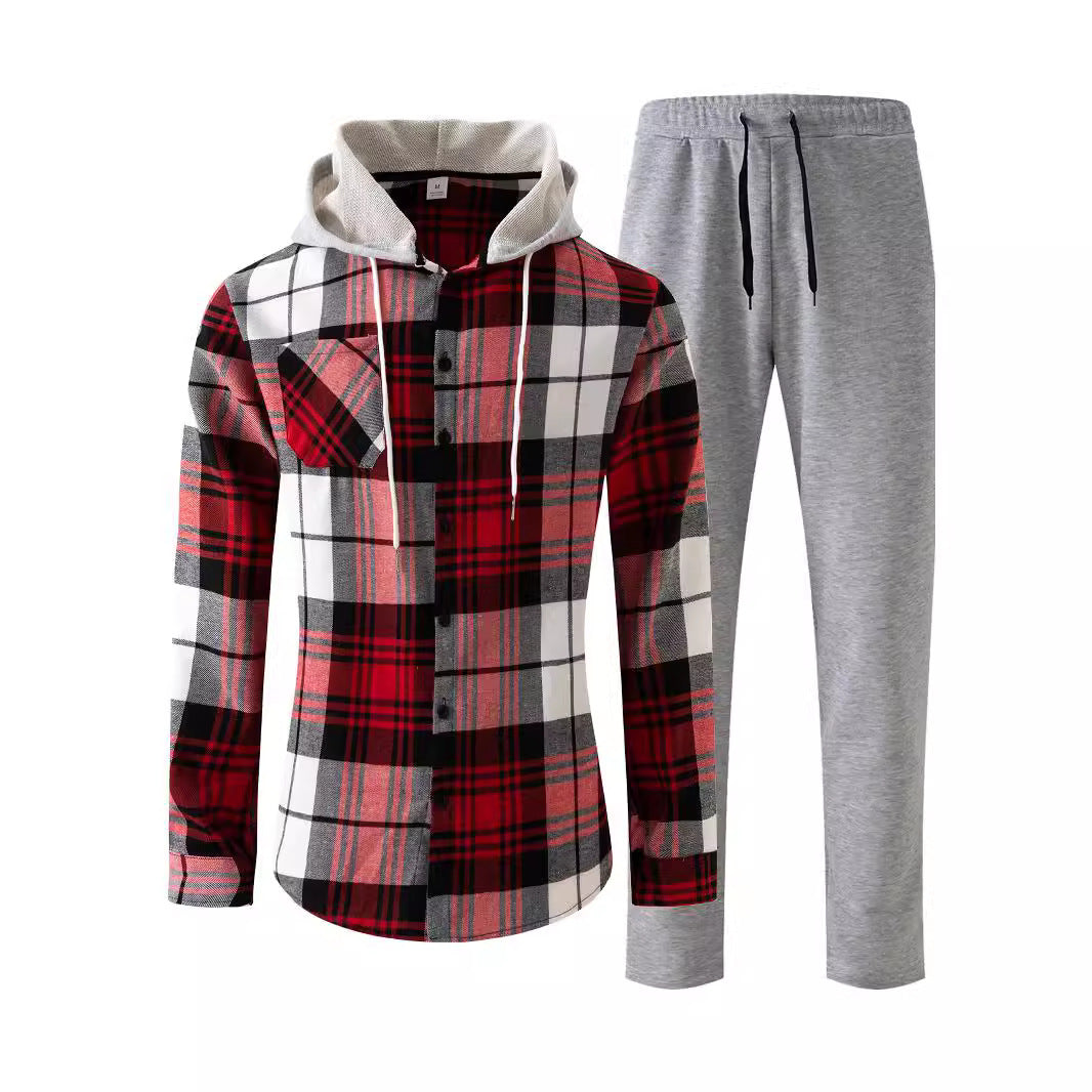 Herrer Jumpsuit med stilfuldt ternet mønster og hyggelig krave Stilla