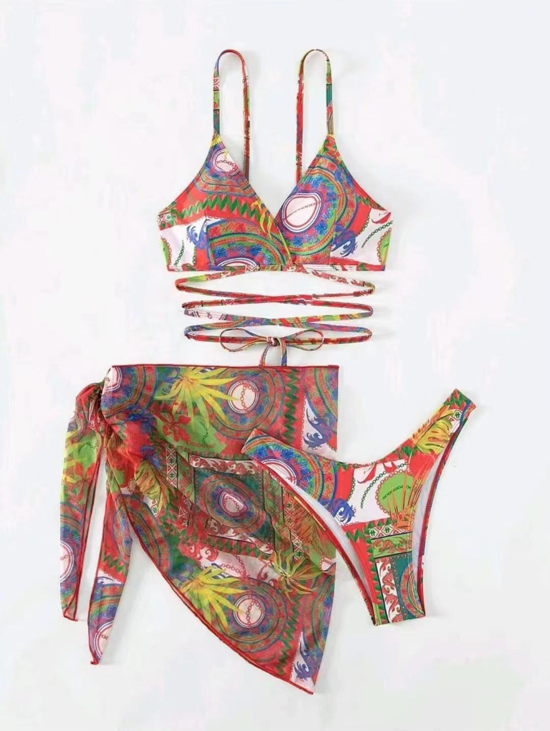 Dame Bikini-sæt med elegant indpakningsdesign og moderne sløjfer Stilla