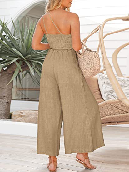 Stilla | One Shoulder Bred Ben Fast Farvet Jumpsuit