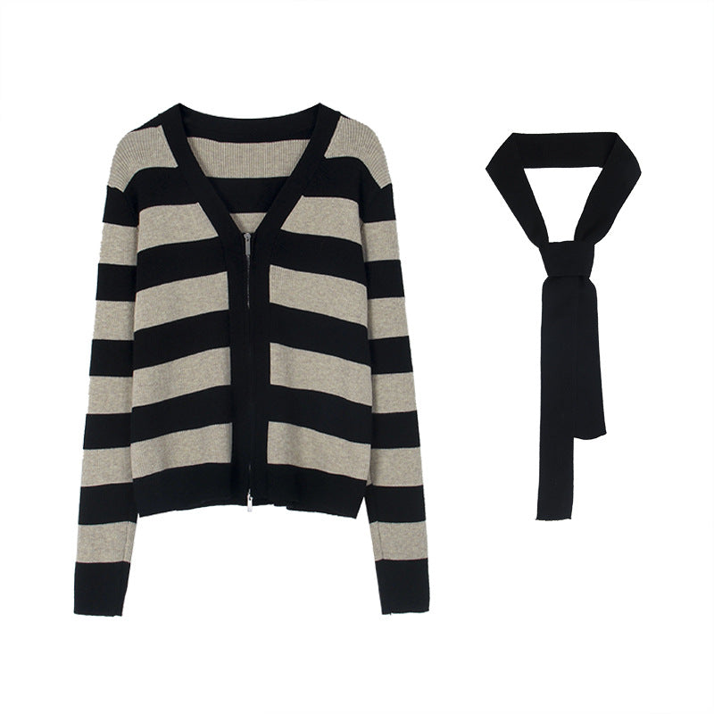 Dame afslappet cardigan med elegant sjalskrave og lynlås Stilla